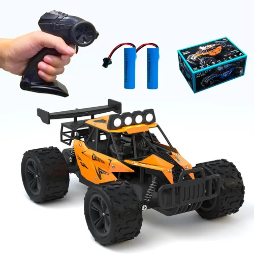 Vista 4 de Coche de control remoto Monster Truck Juguetes a escala 1:16 RC Car para niños 2.4GHz de alta velocidad 12.4 mi/h con faros LED, autos RC Negro