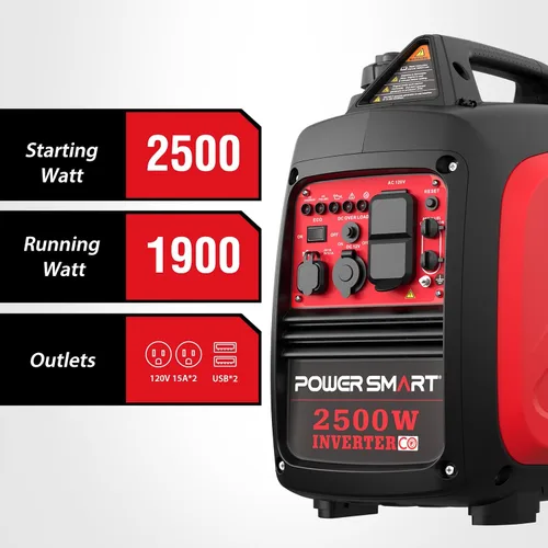 Vista 2 de PowerSmart Generador inversor portátil de 2500 vatios para acampar
