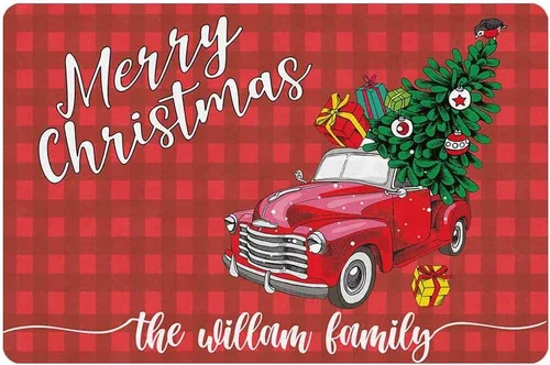 Vista 13 de Tapete de Navidad personalizado para exteriores, tapete de bienvenida personalizado con nombre, tapete de Navidad antideslizante personalizado