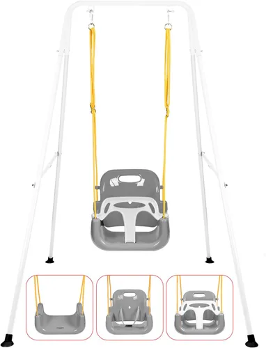 Vista 10 de Juego de columpios 3 en 1 para niños pequeños, columpio plegable con soporte, para interiores y exteriores, columpios multifuncionales para patio