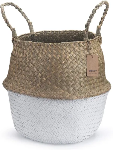 Vista 6 de Cesta de almacenamiento de hierba marina, cesta de almacenamiento tejida natural (negro 7 pulgadas D x 8 pulgadas A)