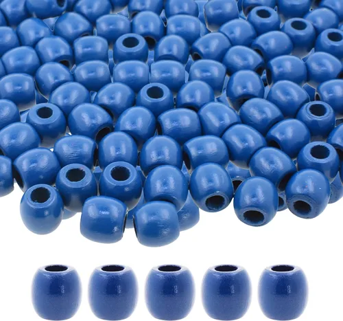 Vista 31 de Mandala Crafts 200 cuentas africanas de madera de barril de agujero grande para macramé Dreadlock Braiding Hair Beads, Painted Drum Wood Loose