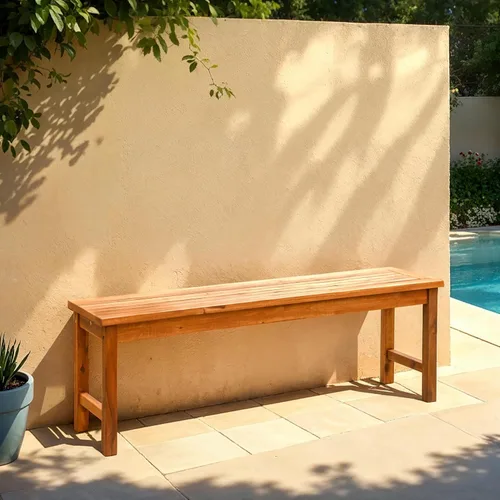 Vista 2 de Walker Edison Mueble de madera de acacia., Banco, Marrón
