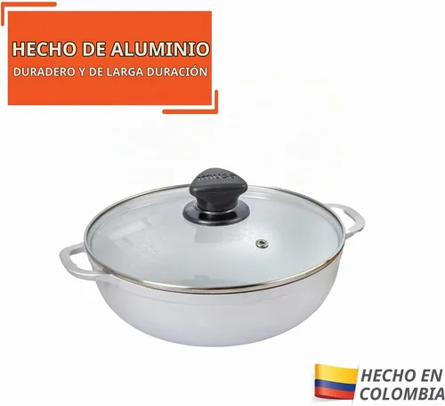 Vista 3 de IMUSA Caldero - Olla con tapa de cristal de 2 cuartos de galón, 7.9 in, aluminio fundido, perfecta para servir grupos pequeños, asas remachadas