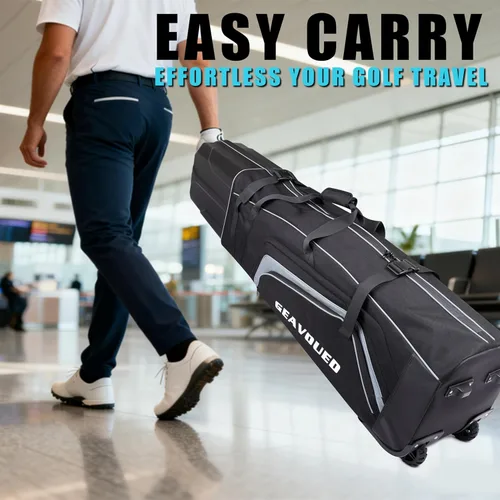 Vista 7 de Golf Travel Bag with Hard Case Top and Wheels ，Premium Oxford Fabric, Golf Travel Bags for Airlines ，Protect Your Club for Safe Transport