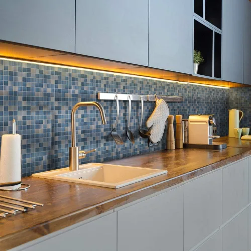 Vista 2 de Alwayspon 25 piezas de azulejos autoadhesivos de transferencia de plata cepillada, calcomanías de azulejos para despegar y pegar, adhesivo de pared
