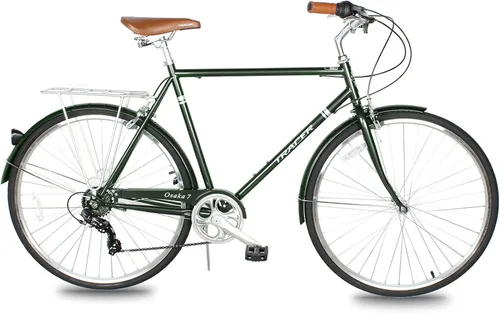 Vista 25 de Tracer Osaka - Bicicletas híbridas, marco de acero, Shimano Nexus Inter 3/7 velocidades, agarre marrón asiento marrón, bicicleta de carretera