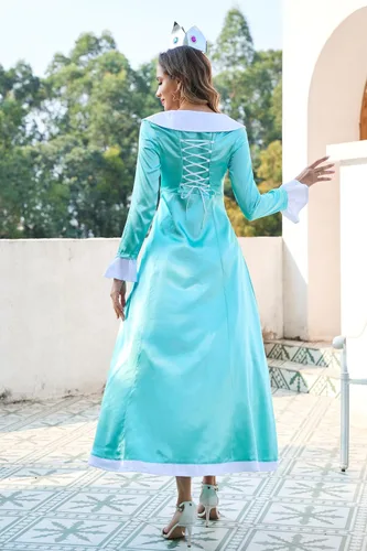 Vista 5 de Vestidos de princesa para mujeres, adultos, disfraz de princesa con accesorios para Halloween