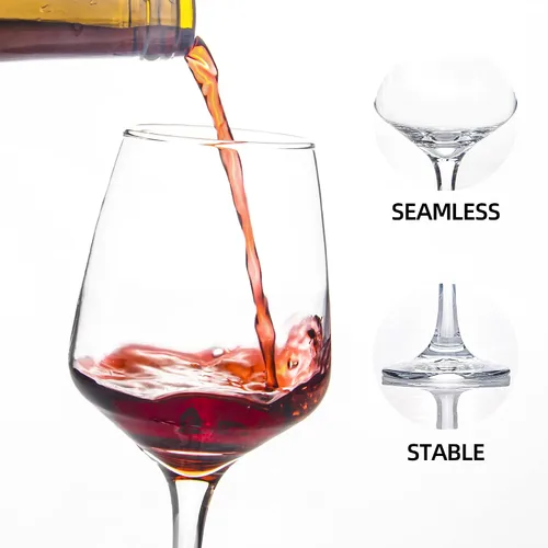Vista 3 de Juego de 6 copas de vino transparentes de 12 onzas con tallo, aptas para lavavajillas Cristalería blanca roja clara para el uso diario del hogar