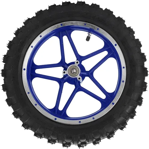 Vista 2 de Conjunto de rueda trasera, rueda trasera de 2.5 a 10 pulgadas, repuesto antideslizante para mini moto de cross de 2 tiempos (azul)
