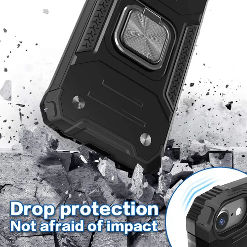 Vista 6 de Funda para iPhone SE 2020 con protector de pantalla, a prueba de golpes, con soporte de automóvil, ligera, funda protectora para iPhone 6/6s/7/8/SE
