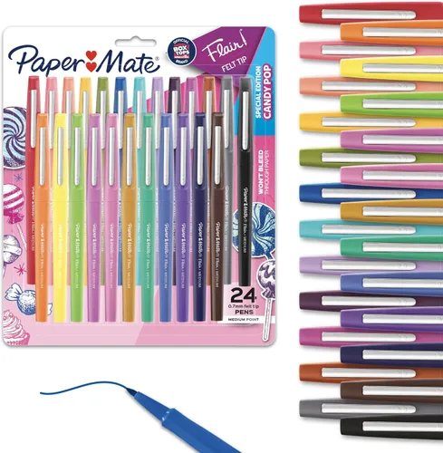 Vista 9 de Paper Mate Flair Bolígrafos de punta de fieltro, punta media (0.028 in / 0.7 mm), edición limitada Candy Pop, colores surtidos, 12