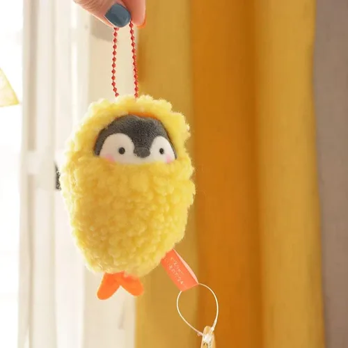 Vista 3 de BONICI Disfraz creativo de camarón frito y divertido para hombre y mujer, diseño de pingüino con colgante de bebé, llavero para regalo, bolso