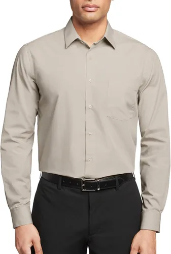 Vista 27 de Van Heusen Mens Dress Shirt Regular Fit Poplin Solid Negro