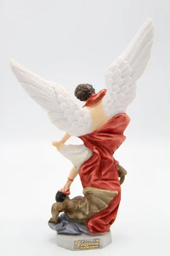 Vista 6 de Vittoria Collection Estatua italiana de San Miguel Arcángel de 8 pulgadas, estatua de protección de ángel guardián, hecho en Italia, para interiores