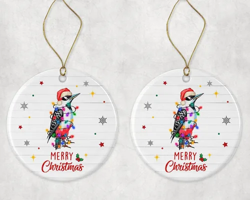 Vista 3 de Merry Christmas Woodpecker Ornament, 2024 Christmas Ornament, Woodpecker Christmas Light Ornament, Kids Christmas Ornament, Animal Christmas