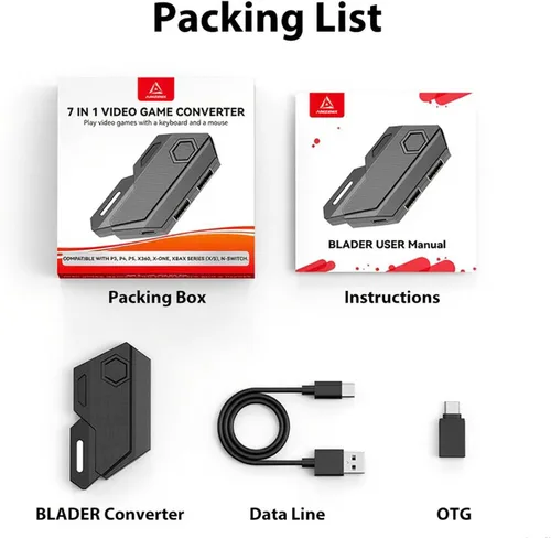 Vista 2 de Adaptador de teclado y mouse para Nintendo Switch/PS4/PS3/Xbox One/Xbox 360 Converter - Mapeo de teclas personalizado, Plug and Play