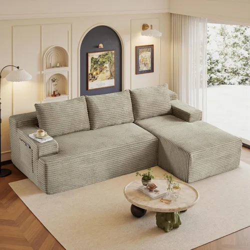 Vista 37 de Sofás seccionales de 105" para sala de estar, sofá cloud con forma de L tapizado, sofás modulares sin estructura rígida, sofá seccional moderno