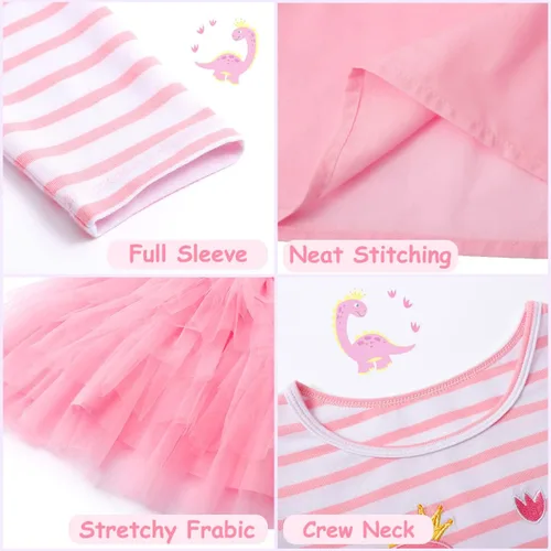 Vista 3 de VASCHY Lindo traje casual de manga larga para niñas de otoño y primavera, talla 3-10T
