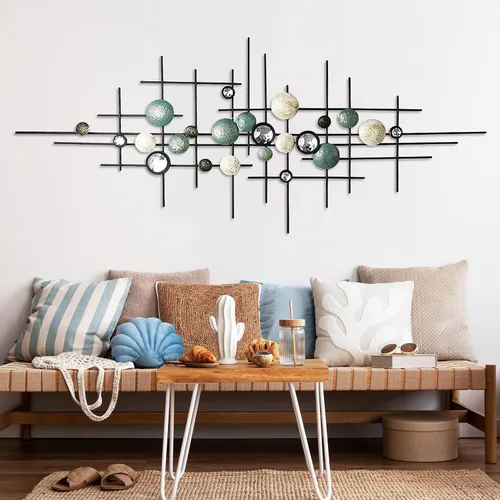Vista 7 de KEQAM Arte de pared de metal moderno grande, decoración de pared de metal para el hogar, esculturas de pared hechas a mano para colgar en la pared