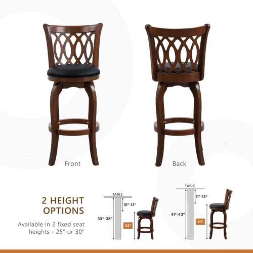 Vista 6 de Homelegance Taburetes giratorios tapizados de altura de barra con respaldos, Taburetes de bar de cuero sintético, 30 pulgadas de altura del asiento