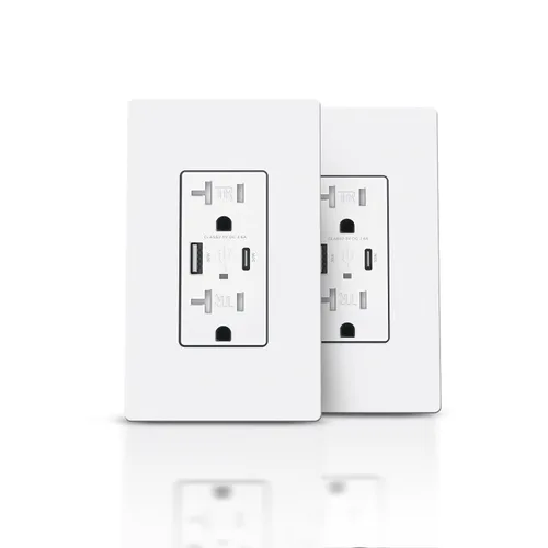 Vista 12 de TOPELER Toma de pared USB C, 30 W PD3.0 y tomas de corriente USB PPS, toma de corriente eléctrica resistente a manipulaciones de 15 amperios