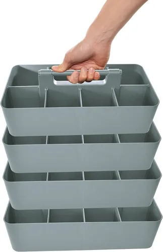 Vista 37 de Cesta grande portátil, divisores DIY, 8 compartimentos, organizador para suministros escolares, de oficina, para el hogar y negocios, cesta portátil
