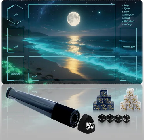 Vista 16 de Tapete MTG TCG -Incluye tubo de almacenamiento y 7 dados-¡Experimenta calidad de primer nivel y alfombrilla impermeable y antideslizante con bloqueo