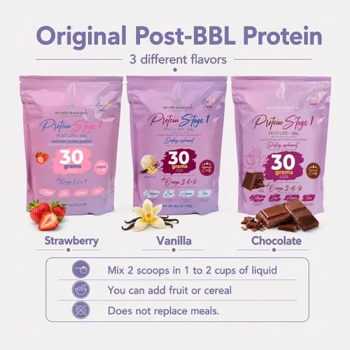 Vista 7 de MI NUEVA SILUETA Post BBL Stage 1 Proteína médica con Omega 3, 6 y 9. Mejorada con 1.06 oz de proteína aislada por batido + colágeno (chocolate)