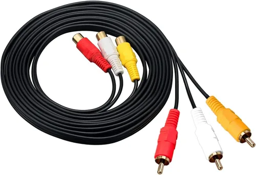 Vista 6 de Cable de extensión AV chapado en oro 3 R-CA macho a 3 R-CA hembra Audio Video Cable de extensión 3R-CA macho a hembra Audio Compuesto Cable de vídeo