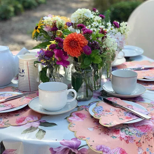 Vista 9 de Talking Tables 20 servilletas florales rosas bonitas para una fiesta de té de tarde temática vintage, vajilla verdaderamente deliciosa