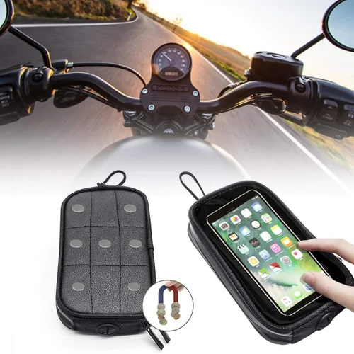 Vista 4 de Naysku Bolsa de tanque de motocicleta, soporte magnético para teléfono con conector para auriculares, bolsa transparente para tanque, bolsa