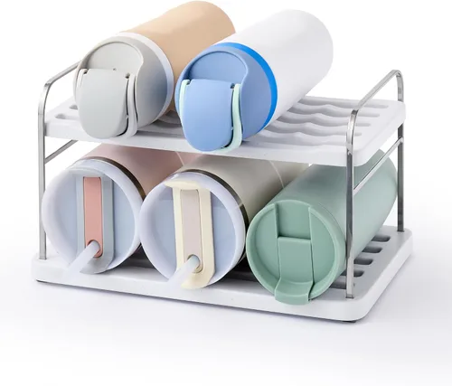Vista 12 de YouCopia UpSpace Organizador de Armario para Botellas de Agua y Tazas de Viaje, Estante de Almacenamiento Ajustable para Organización de Cocina, 3