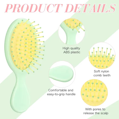 Vista 5 de Epakh Paquete de 6 mini cepillos desenredantes para niños, niños pequeños y mujeres, cepillos de cerdas suaves para cabello húmedo o seco y rizado