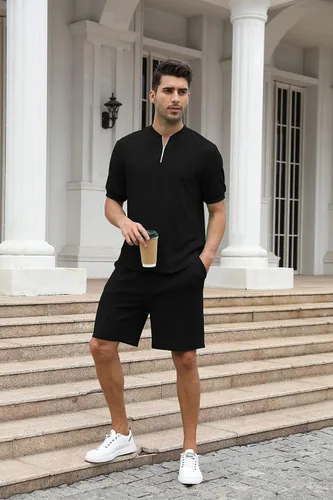 Vista 105 de FZNHQL Conjunto deportivo de moda para hombre, 2 piezas, casual, atlético, para correr, manga corta/larga, conjunto para hombre