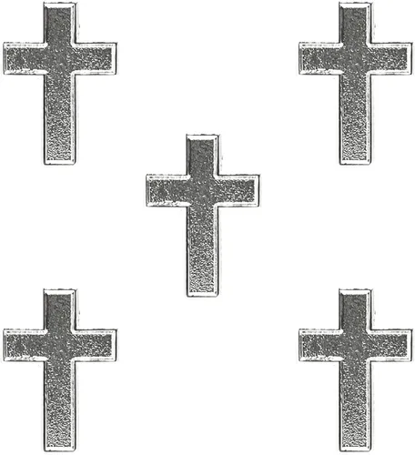 Vista 2 de Broche oficial de solapa con acabado plateado con cruz religioso cristiano latino adornado