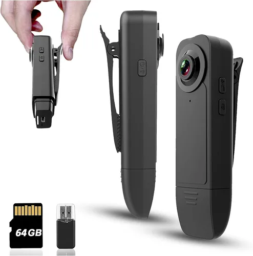 Vista 7 de Mini cámara corporal con grabación de audio y video, pequeña cámara POV 1080P con tarjeta de 16G, grabadora portátil personal portátil