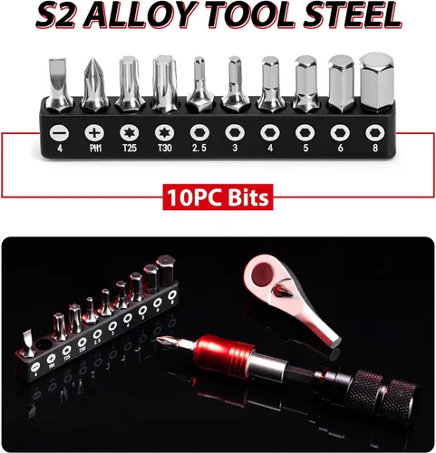 Vista 4 de Kit de herramientas de reparación de bicicletas con 10 puntas magnéticas, multiherramienta de aleación para bicicleta, MTB, ciclismo de carretera