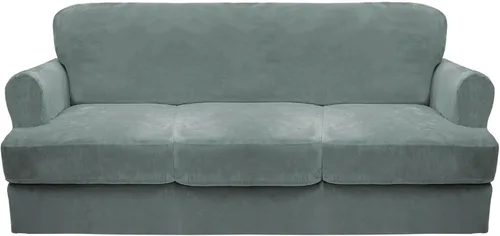 Vista 13 de CUCRAF Funda para sofá con cojines de 3 piezas, fundas deslizantes de terciopelo suave y grueso para sofá de la sala de estar, protector de muebles