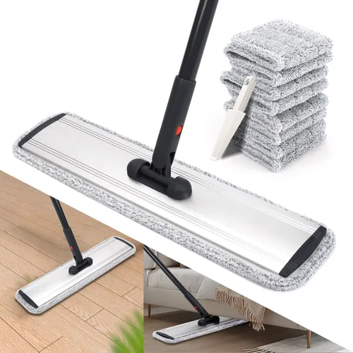 Vista 9 de Trapeador de piso de madera de microfibra, 15 pulgadas con 4 almohadillas lavables, mango ajustable para limpieza en seco y húmedo