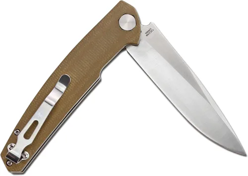 Vista 4 de S-TEC Sandvik - Cuchillo plegable de acero inoxidable con mango compuesto G10 (TS500 marrón)