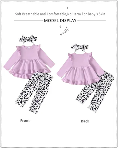 Vista 3 de NZRVAWS Baby Girl Clothes Toddler Girl Outfit 3 6 12 18 24 Months 2T 3T Clothing Fall Winter Shirt Long Pant Clothing