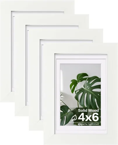 Vista 59 de Egofine - Marcos de fotos de 4 x 6 pulgadas (4 unidades) cubiertos por plexiglás, para fotos de 3 x 4.5 pulgadas / 3.5 x 5 pulgadas con paspartú