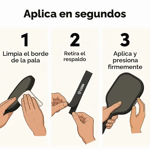 Vista 4 de CRBN Pickleball - Cinta Protectora de Borde - Cinta Protectora para Borde de Pala de Pickleball - Negra 12-14mm Paquete de 4 Negro