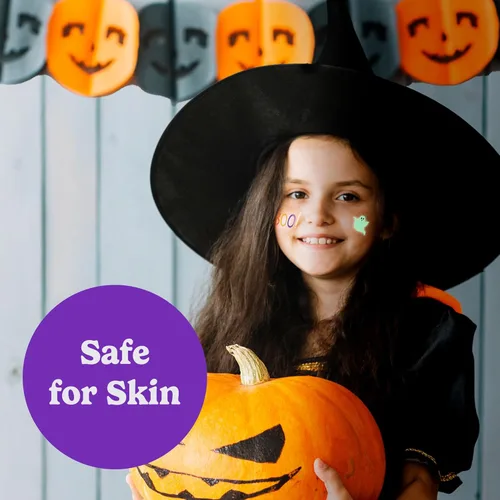 Vista 3 de HOUSE OF PARTY Tatuajes temporales de Halloween para niños, paquete de 108, tatuajes que brillan en la oscuridad, calcomanías impermeables