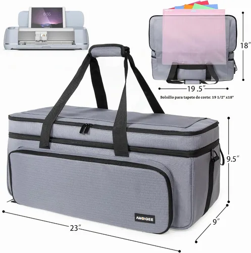 Vista 4 de Estuche de transporte de doble capa para Cricut Maker 4/3, Explore Air 2/3 Gris