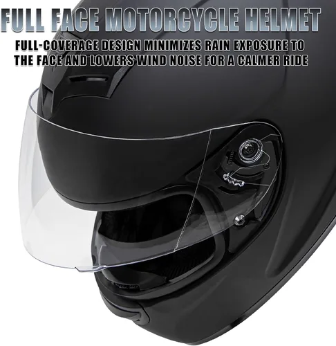 Vista 3 de CARTMAN Casco integral para motociclista - Certificado DOT para bicicletas de carreras y de calle, Casco con visera para adultos con diseño
