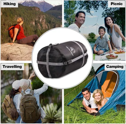 Vista 3 de REDCAMP Saco de compresión para saco de dormir, Negro M, L, XL y XXL, ideal para mochileros y camping