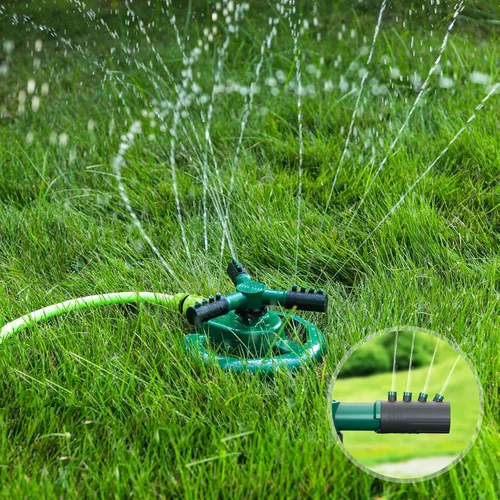 Vista 4 de Rociadores para patio, rociador de agua, rociador de césped de rotación de 360 grados, 3 brazos ajustables, cobertura de área grande, rociadores