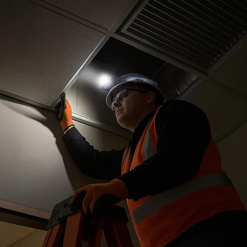Vista 9 de WORKPRO Linterna frontal de trabajo recargable, lámpara de cabeza LED de 700 lm con sensor de movimiento, ángulo ajustable de 180° y largo tiempo